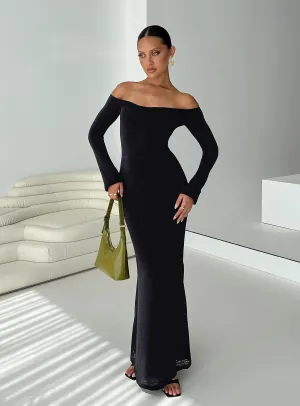 Korey Off The Shoulder Maxi Dress Black Ivory Shine