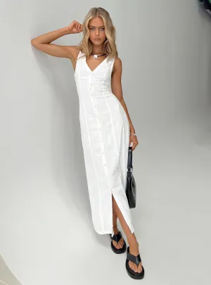 Layer Art Summer Season Linen Blend Maxi Dress White