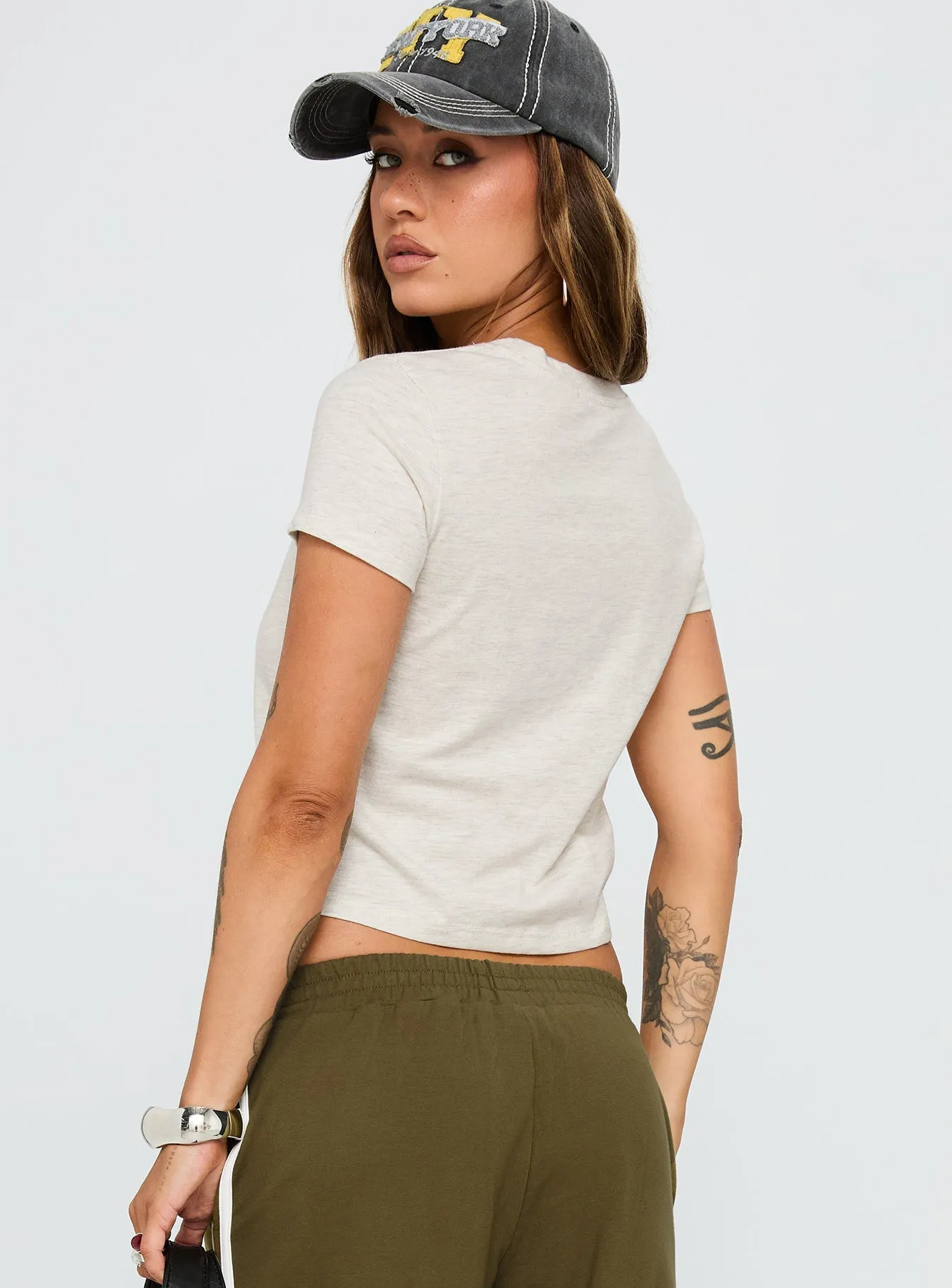 Micah Tee Grey Marle RibbedNeckBanding