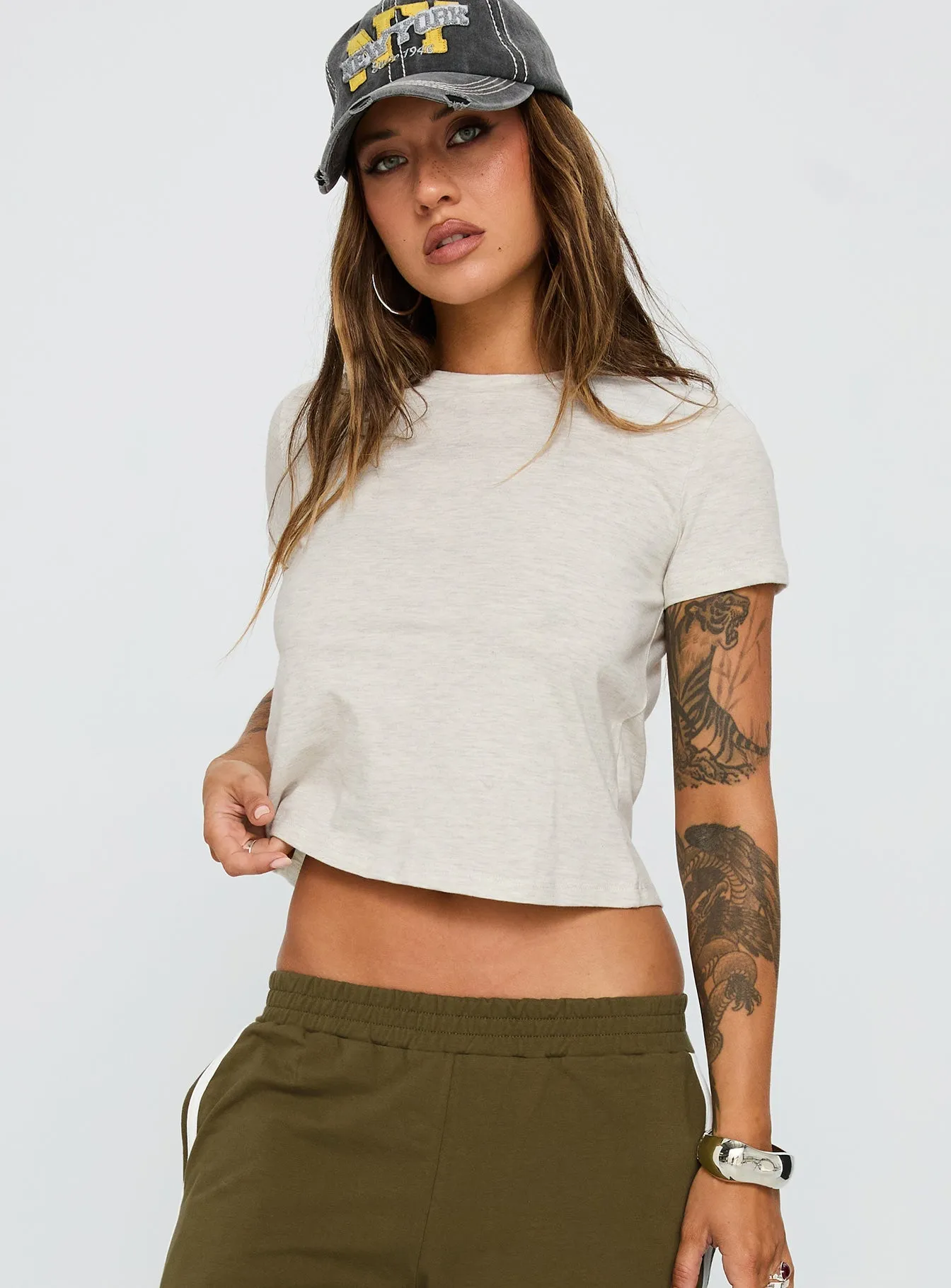 Effortless Look Organic Cotton Blend Micah Tee Grey Marle