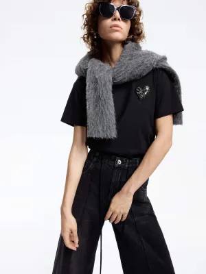 Non Toxic Materials Fashion-Ready Heart Detail Cotton T-shirt