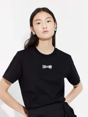 Bowknot Pattern Cotton Blend T-Shirt NonIrritatingTags