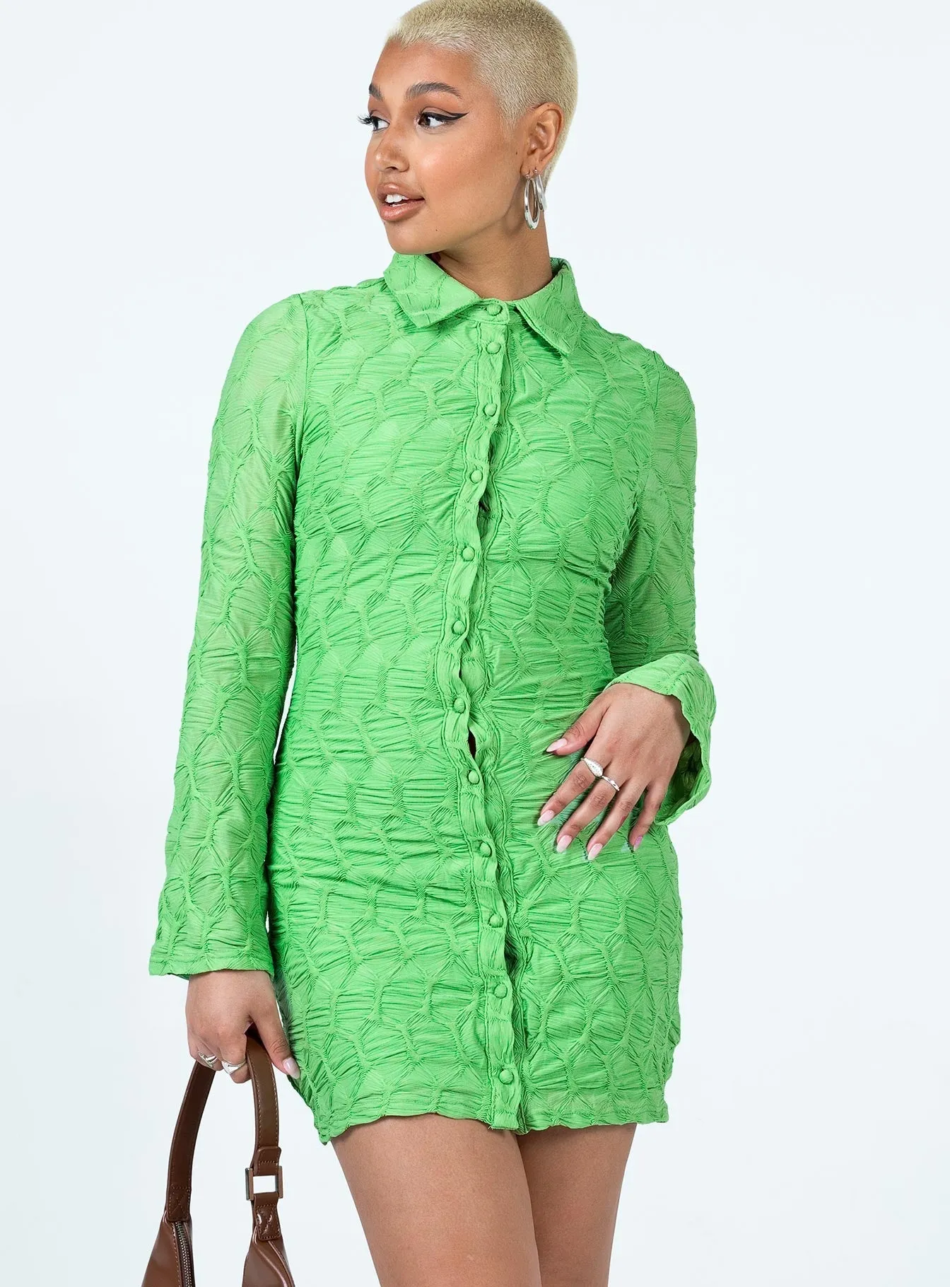 Urban Mood Calvert Long Sleeve Mini Dress Green