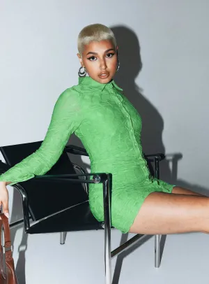 Comfortable and breezy mini Calvert Long Sleeve Mini Dress Green
