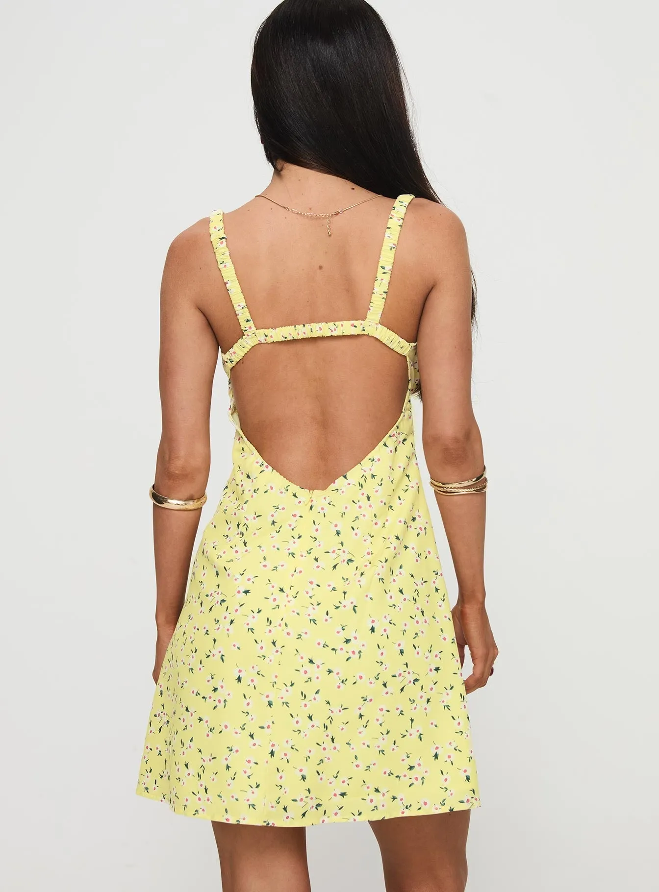 Georgia Mini Dress Yellow Floral Trend Mode Fresh Twist