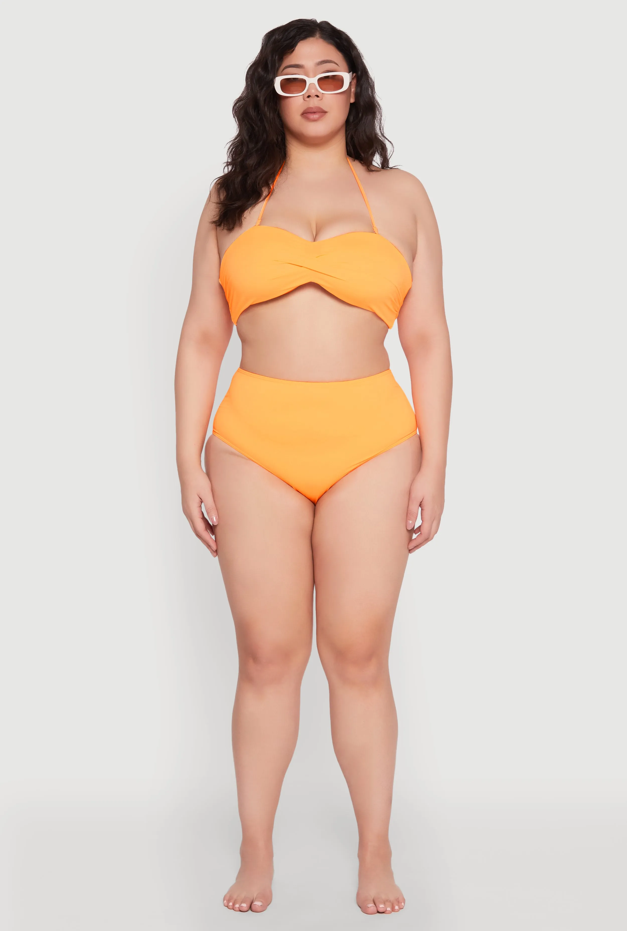 Chlorine Resistant Material Low Profile Padding Plus Size Solid High Waisted Hipster Bikini Bottoms