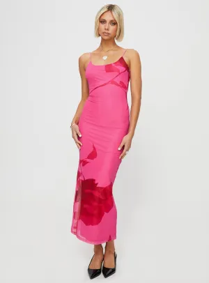 Knox Maxi Dress Hot Pink Floral Layer Glow Step Glow