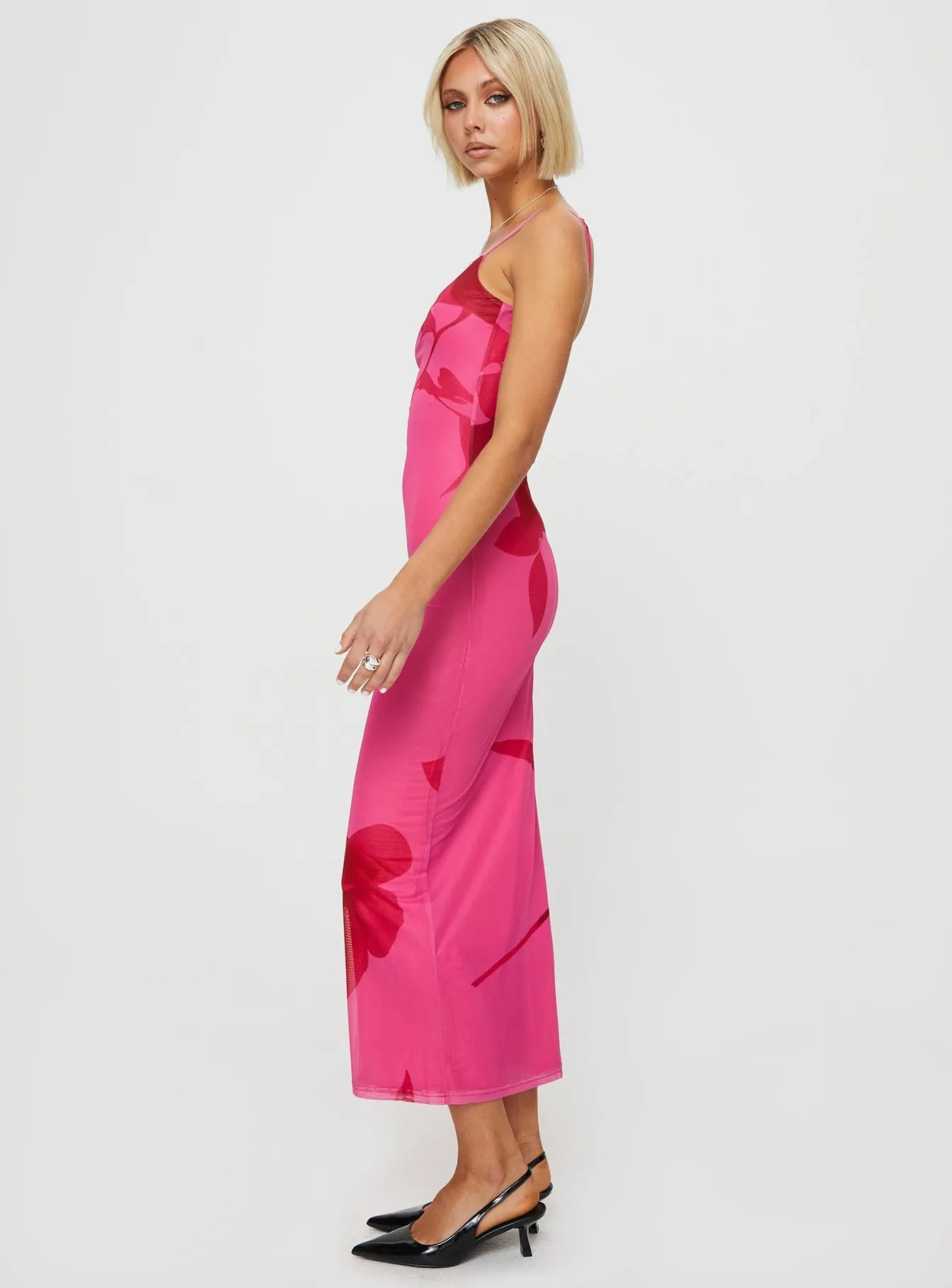 Knox Maxi Dress Hot Pink Floral Minimal Line
