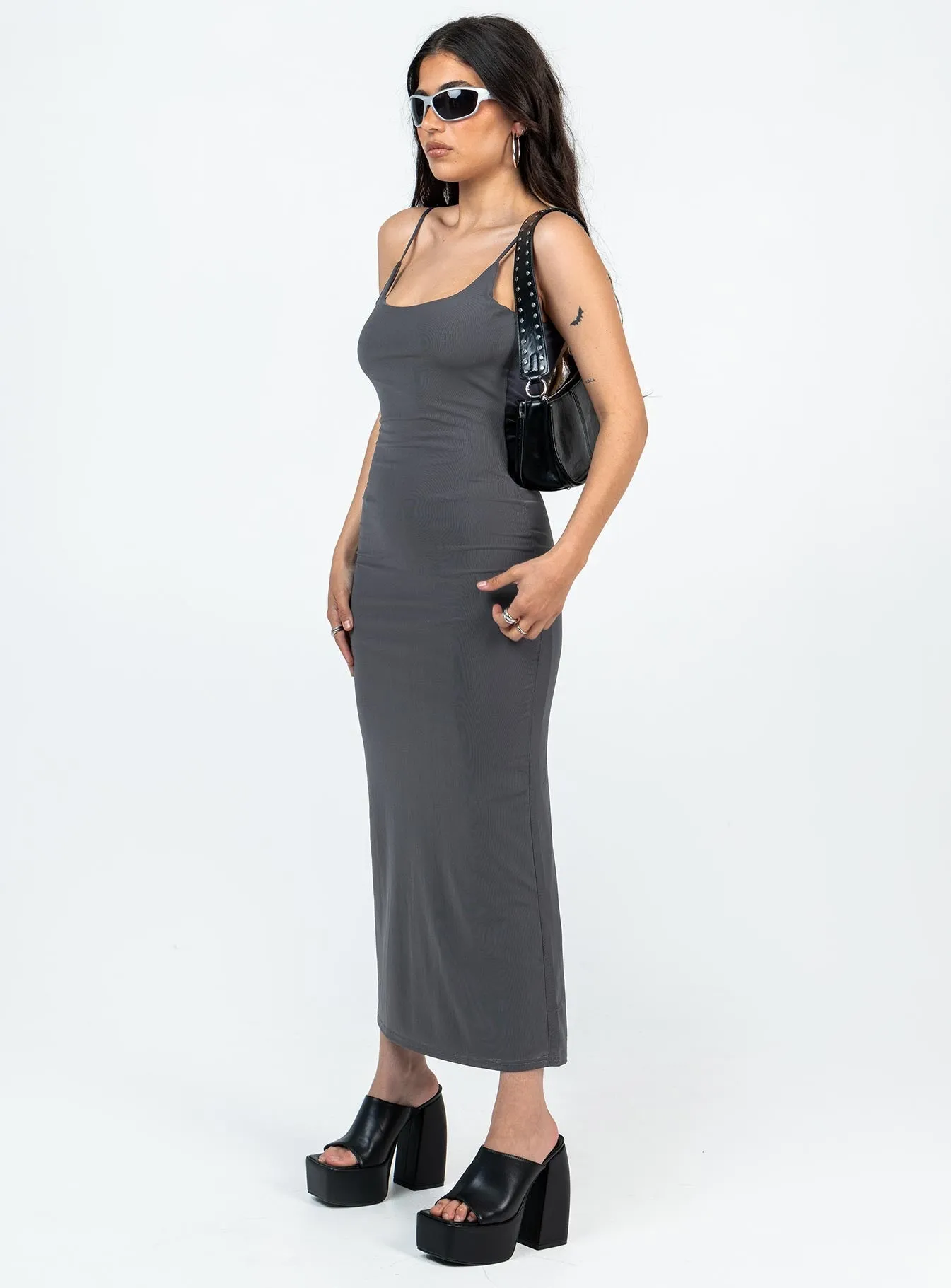 Knox Maxi Dress Slate Petite Lamp Glow Dinner Date