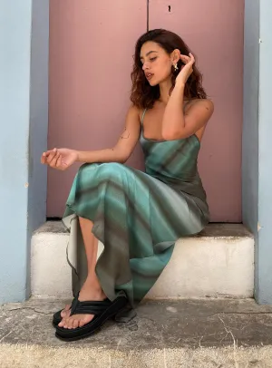 Otillie Maxi Dress Blue Multi Sage Green Art Soul