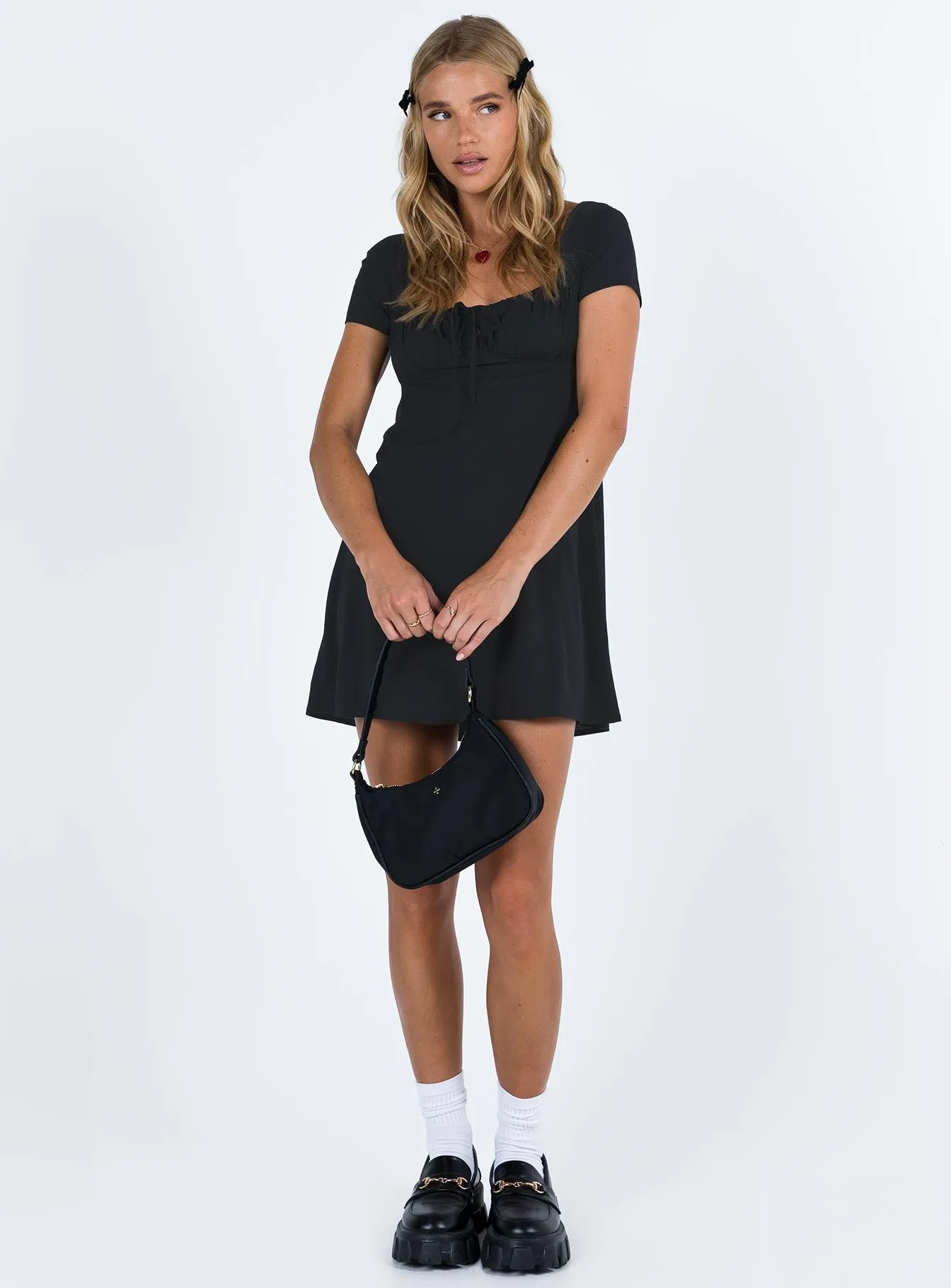 Street Look Trendy Wear Glenore Mini Dress Black