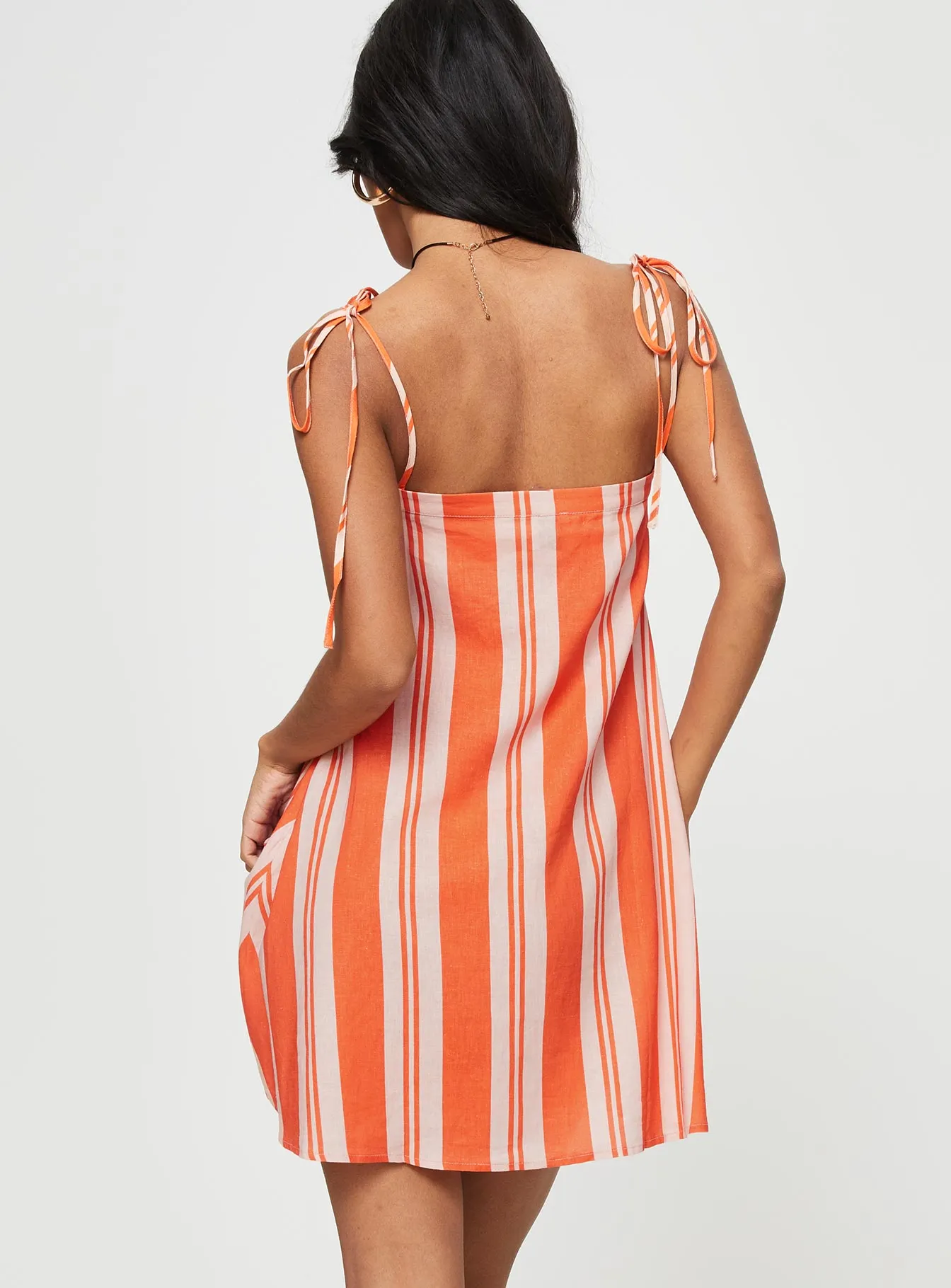 Jorgie Linen Blend Mini Dress Orange Multi Trendy weekend dress City Look