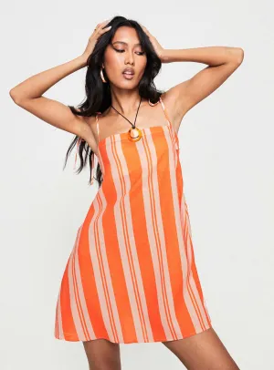 Jorgie Linen Blend Mini Dress Orange Multi Effortless casual wear