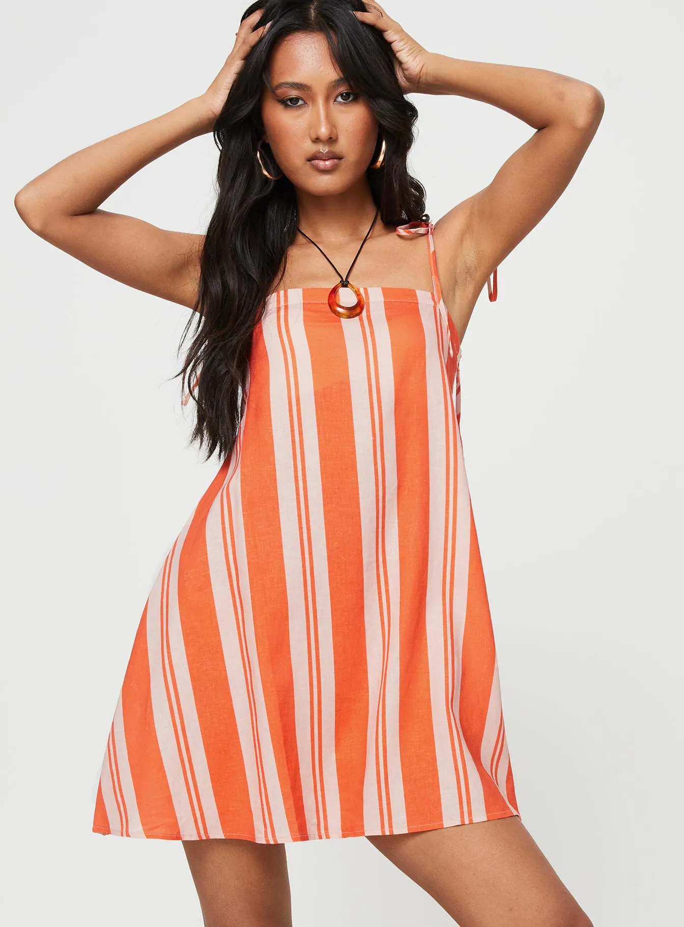 Edge Glow Jorgie Linen Blend Mini Dress Orange Multi