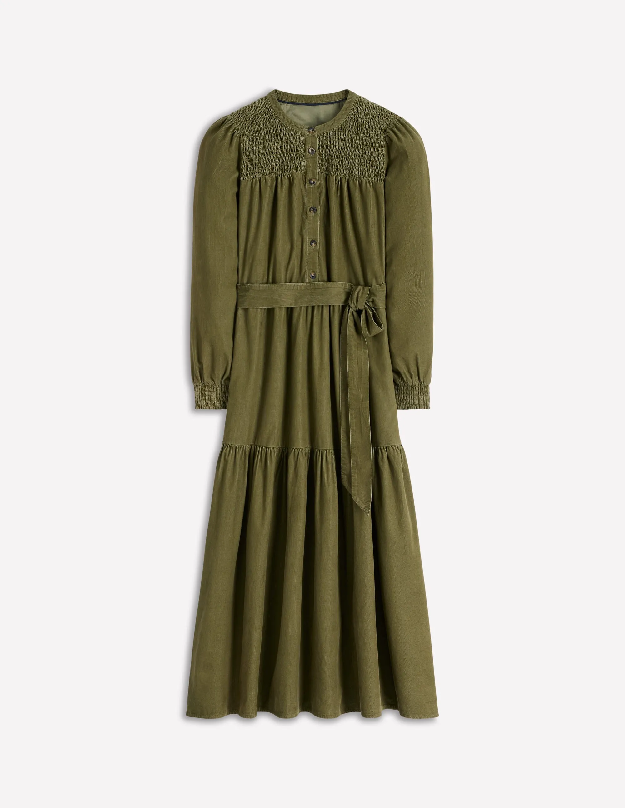 Candle Glow Cecily Cord Midi Dress-Woodland Green