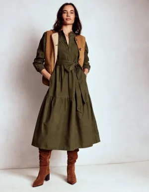 Cecily Cord Midi Dress-Woodland Green City Mood