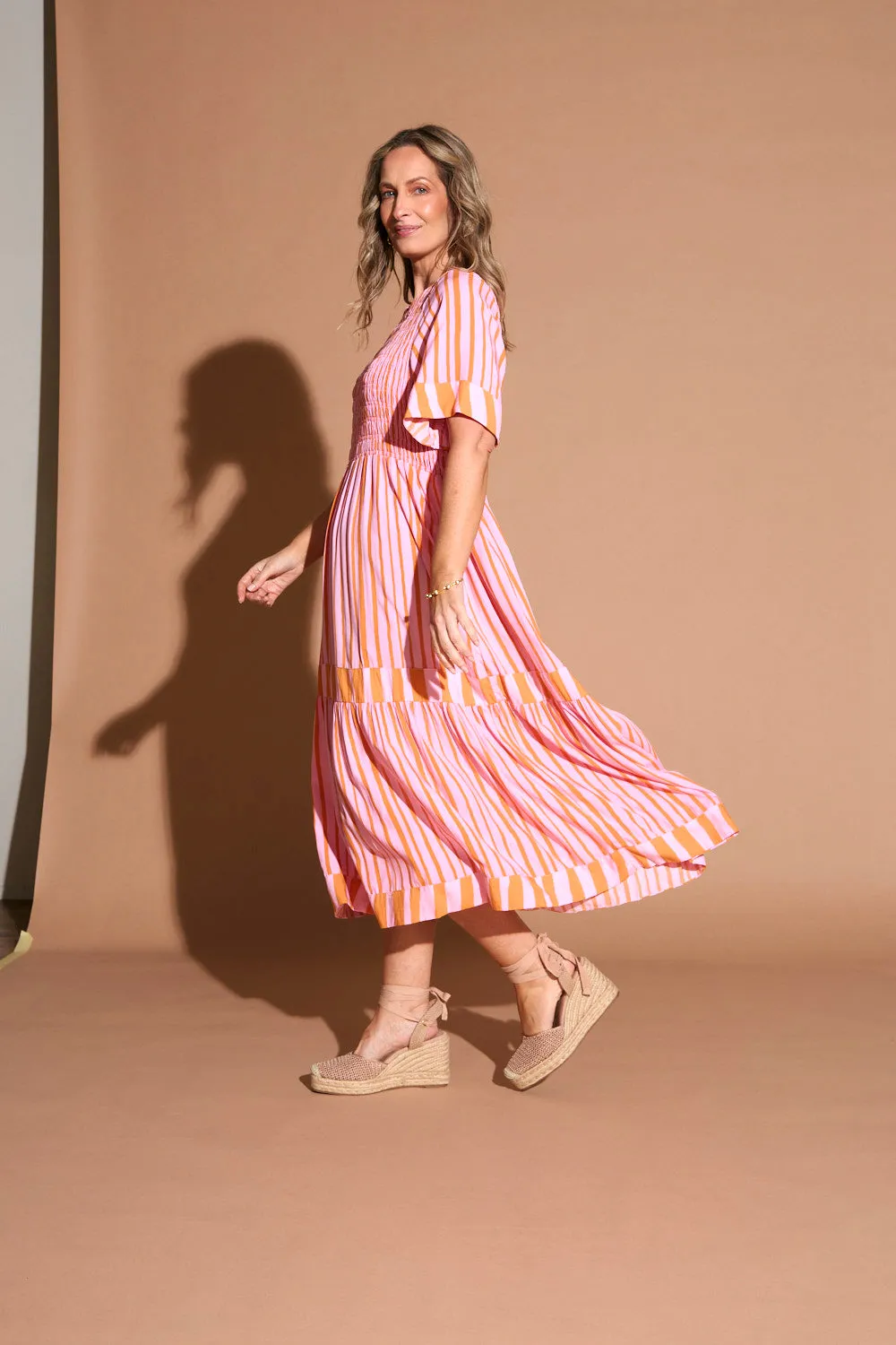 Host Smile Minden Shirred Dress in Coral Spring