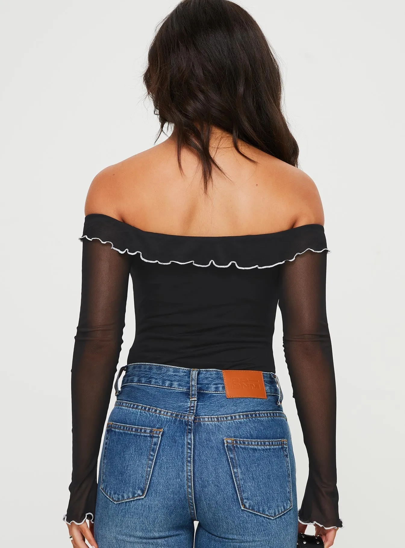 Picnic Family Flexible Comfy Arsema Off The Shoulder Bodysuit Black Petite