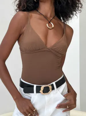 Stretch Event Festival Essential Gazel Bodysuit Brown