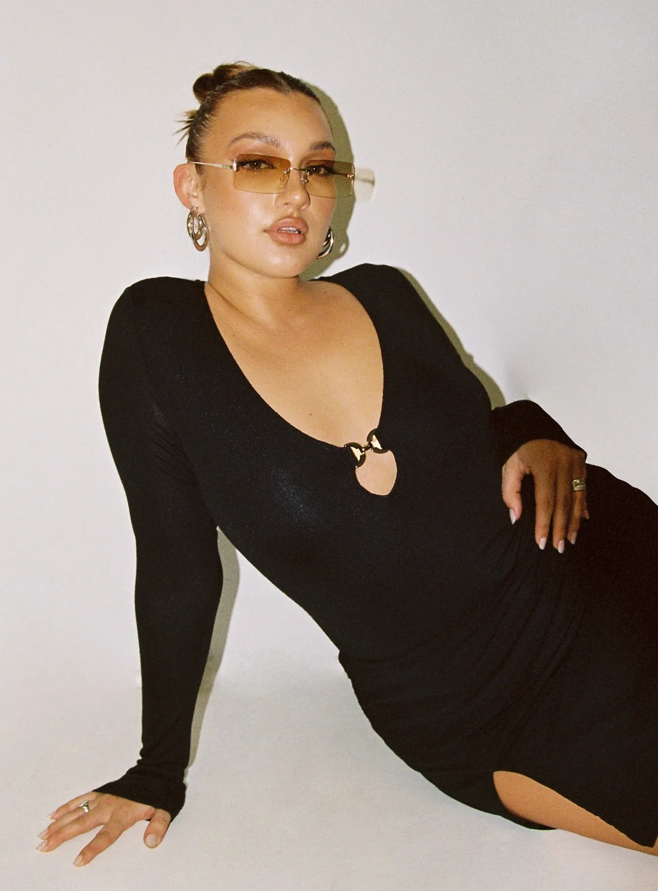 Kelvin Long Sleeve Bodysuit Black Charming Basic Retro Fresh