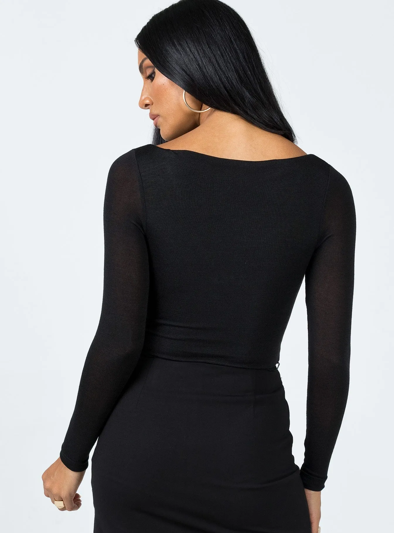 Event Classic Everyday Loose Kelvin Long Sleeve Bodysuit Black