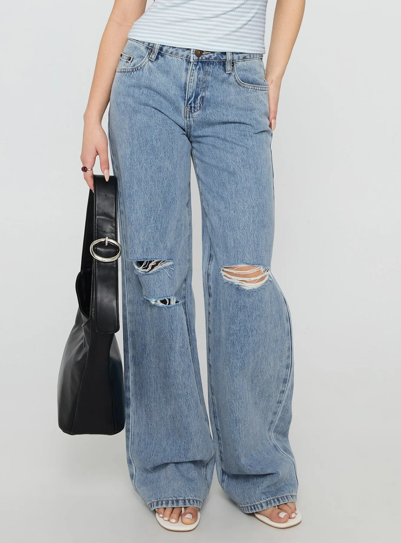 Fashion friendly Kadison Low Rise Straight Leg Jeans Mid Wash Blue