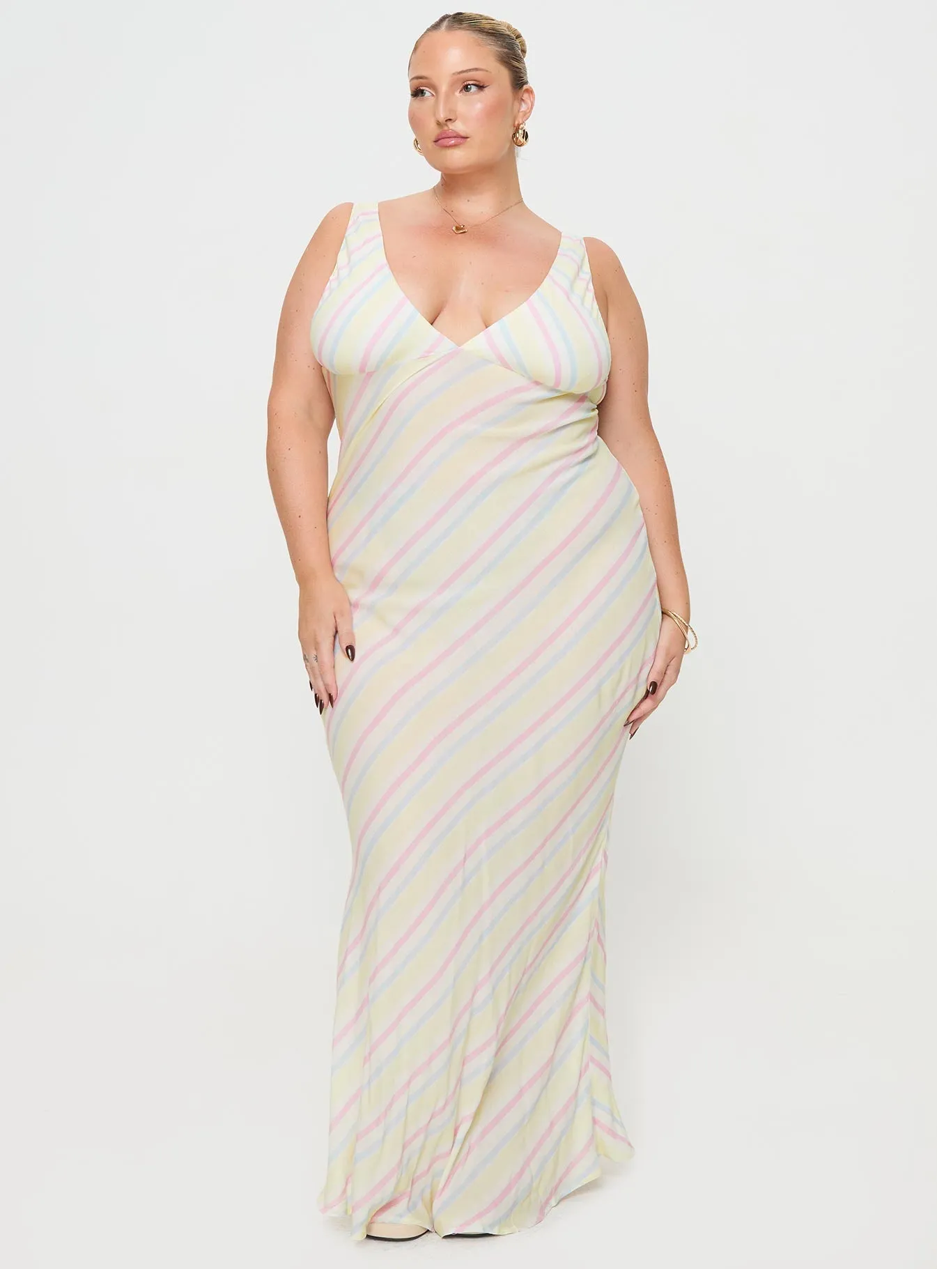 Lovelle Bias Cut Maxi Dress White Curve Field Glow Batiste Glow