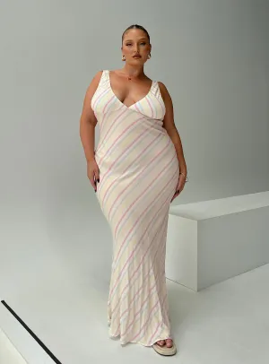 Crafted with high-quality materials this dress ensures both comfort and durability Romantic resort wear Lovelle Bias Cut Maxi Dress White Curve