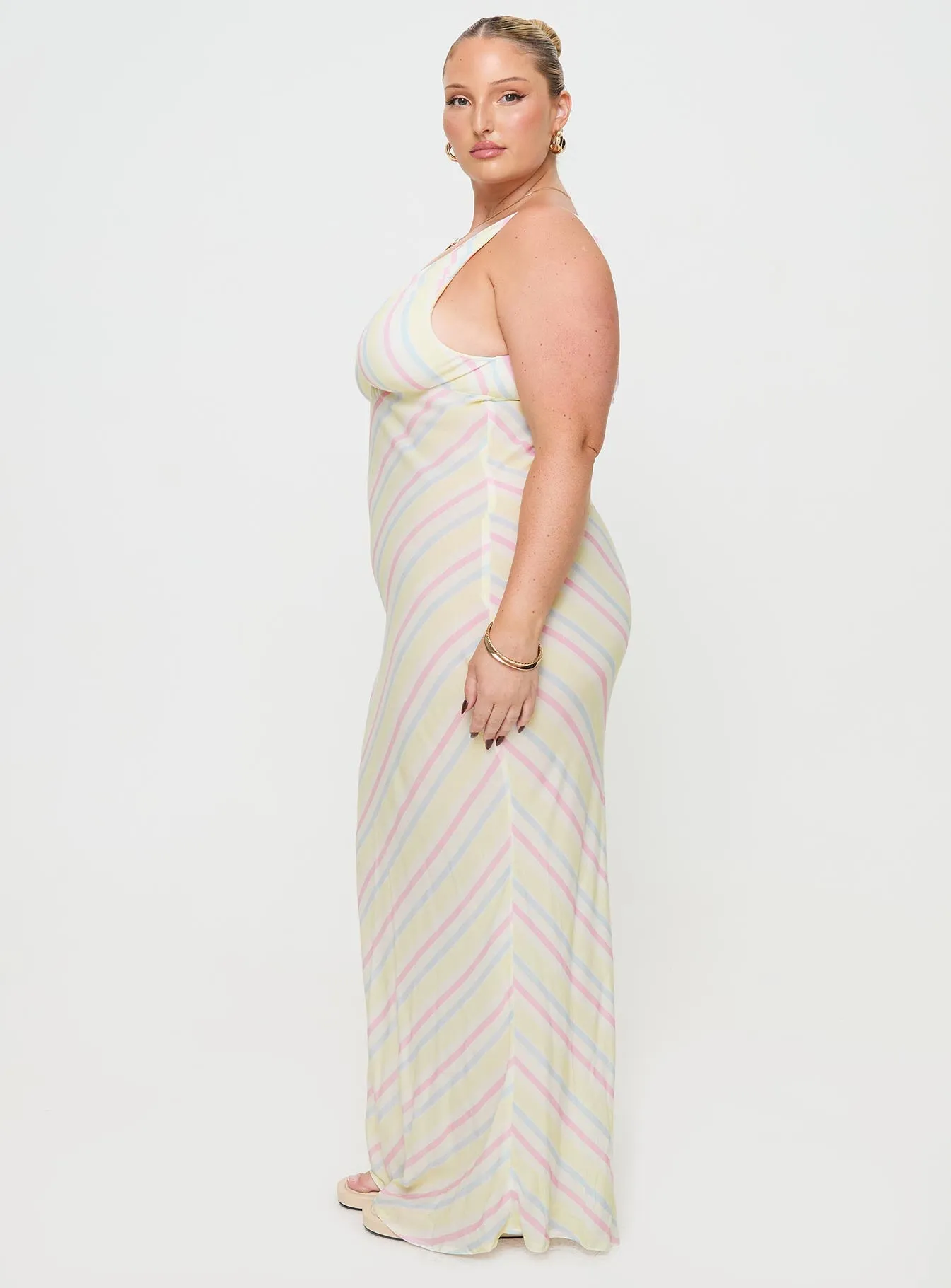 Its simple design makes it easy to pair with accessories and shoes for a personalized look Lovelle Bias Cut Maxi Dress White Curve
