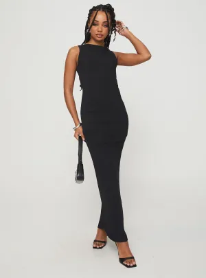 Mallory Maxi Dress Black Elegant high-waist gown Room Glow