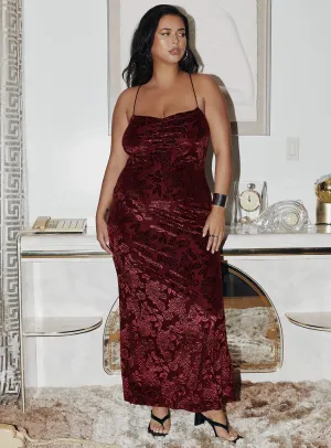 Zotta Maxi Dress Burgundy Curve Sunlit Path Classic long dress