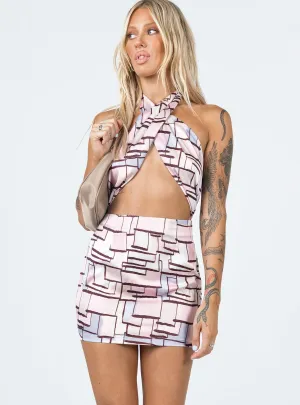 Sara Mini Dress Pink Multi Stylish simple short dress