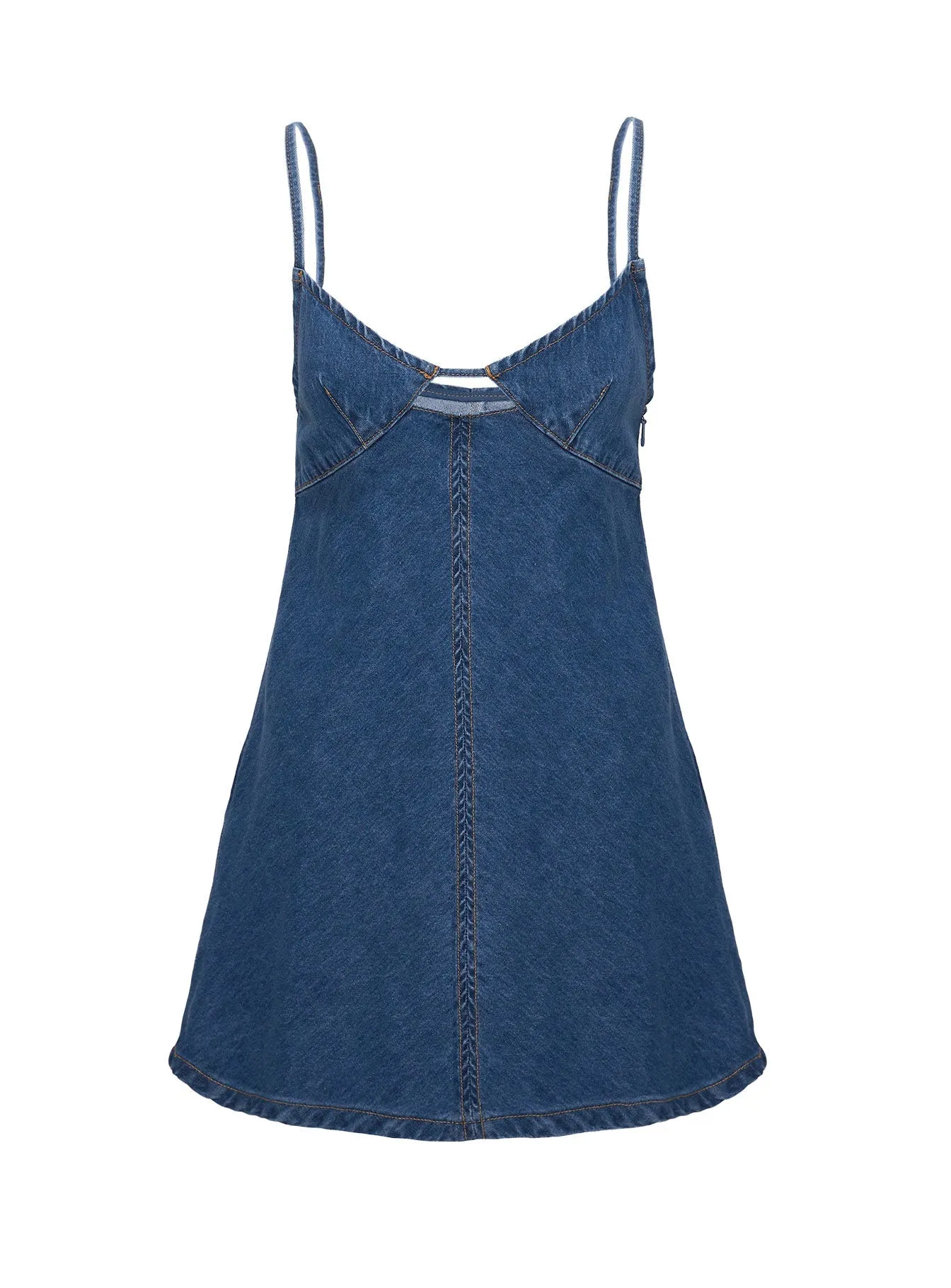 Arwen Denim Mini Dress Blue Flexible Knit Structure