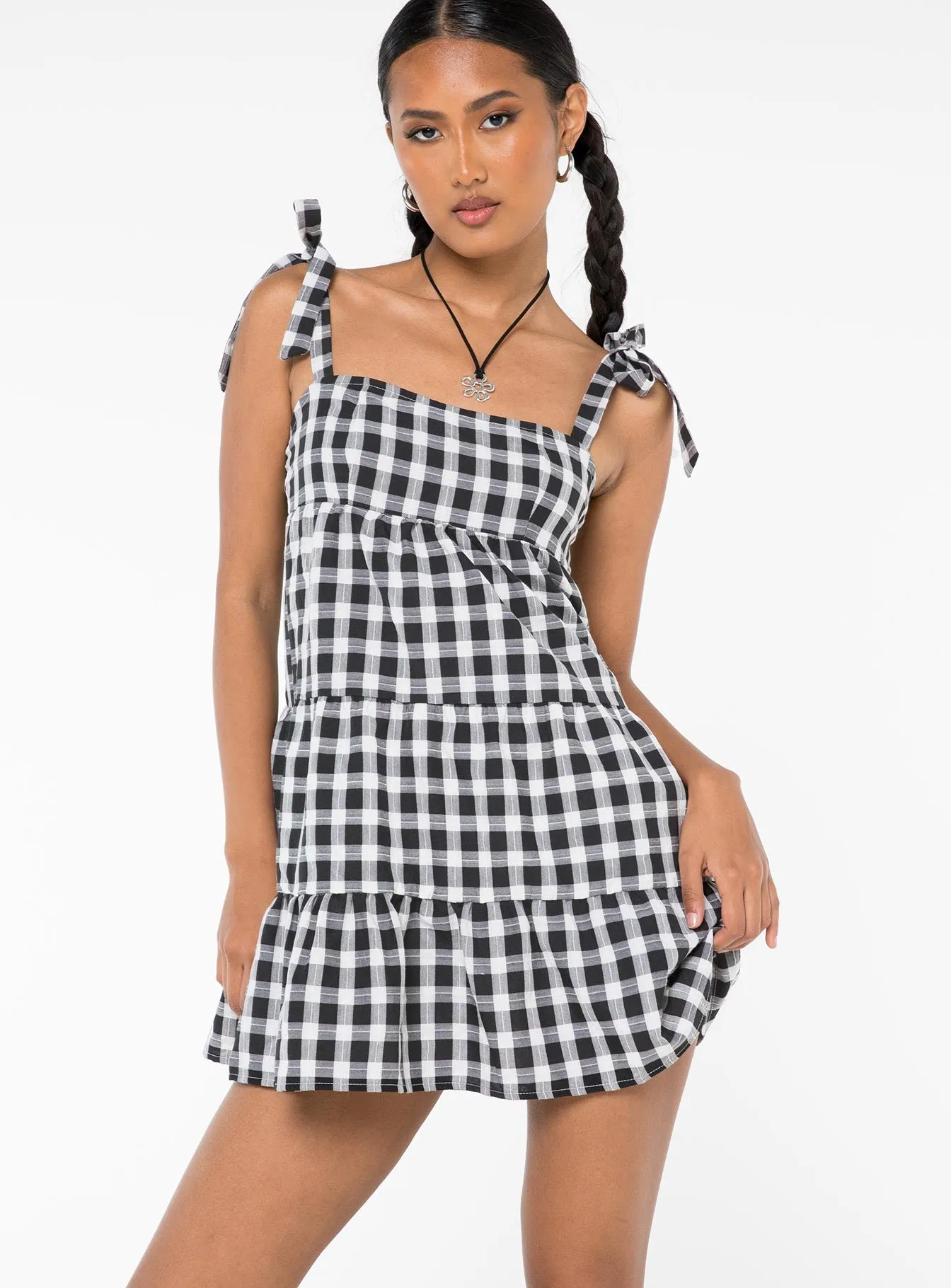 Lilah Gingham Mini Dress Black / White Girl Power