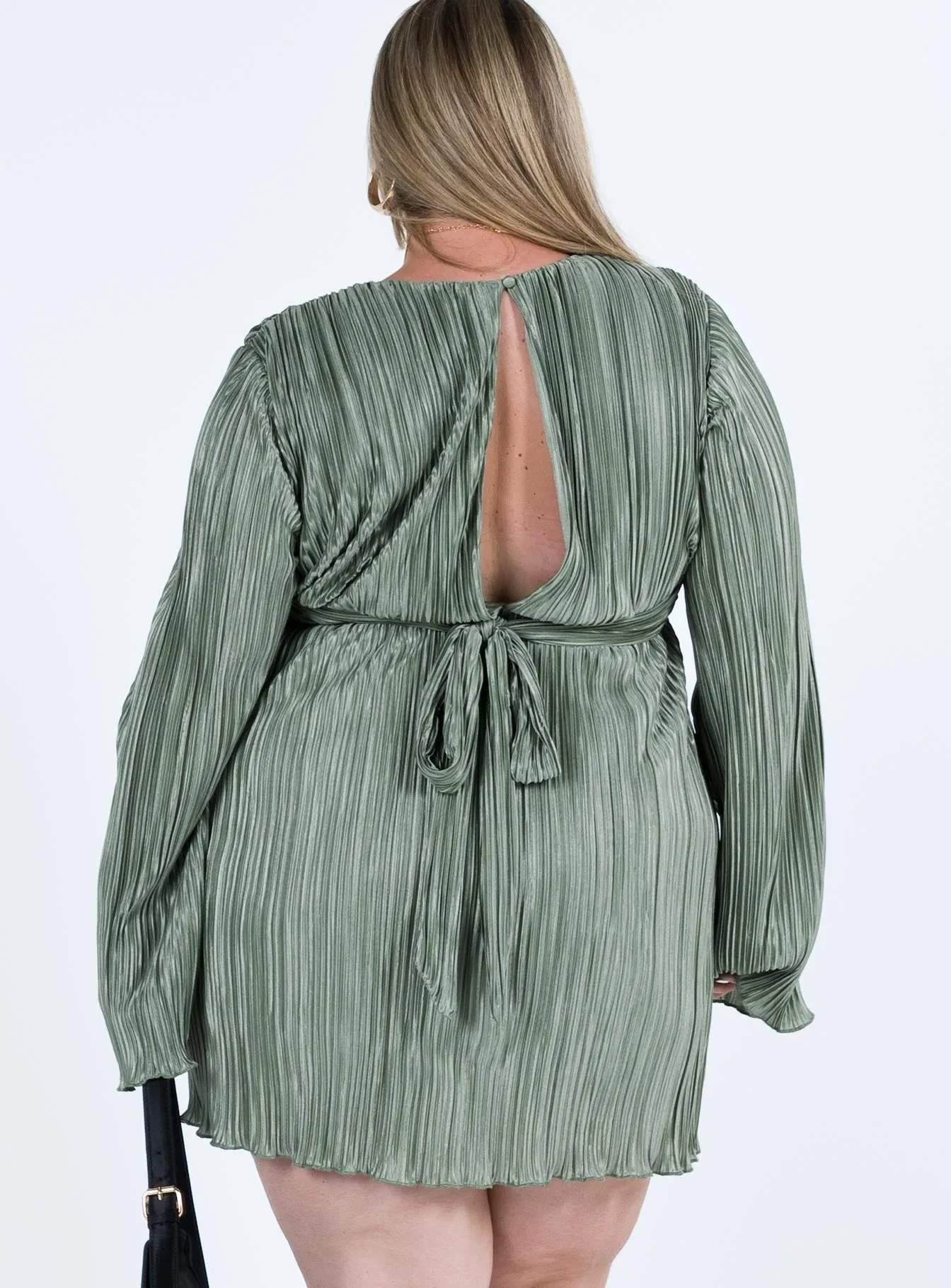 Trendy boho-inspired mini Cindie Mini Dress Green Curve
