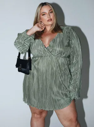 Cindie Mini Dress Green Curve Casual Chic Wear Stage Pop