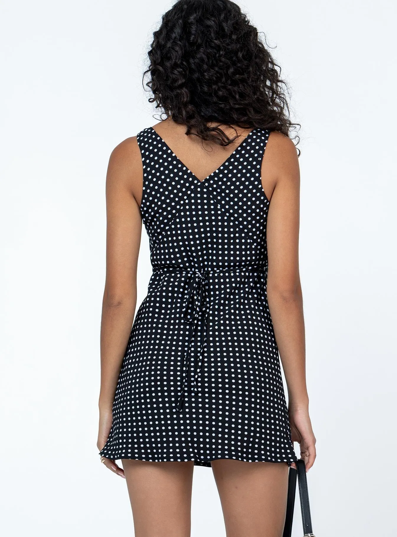 Nellie Mini Dress Black Polka Dot Street Glam Glow Hot