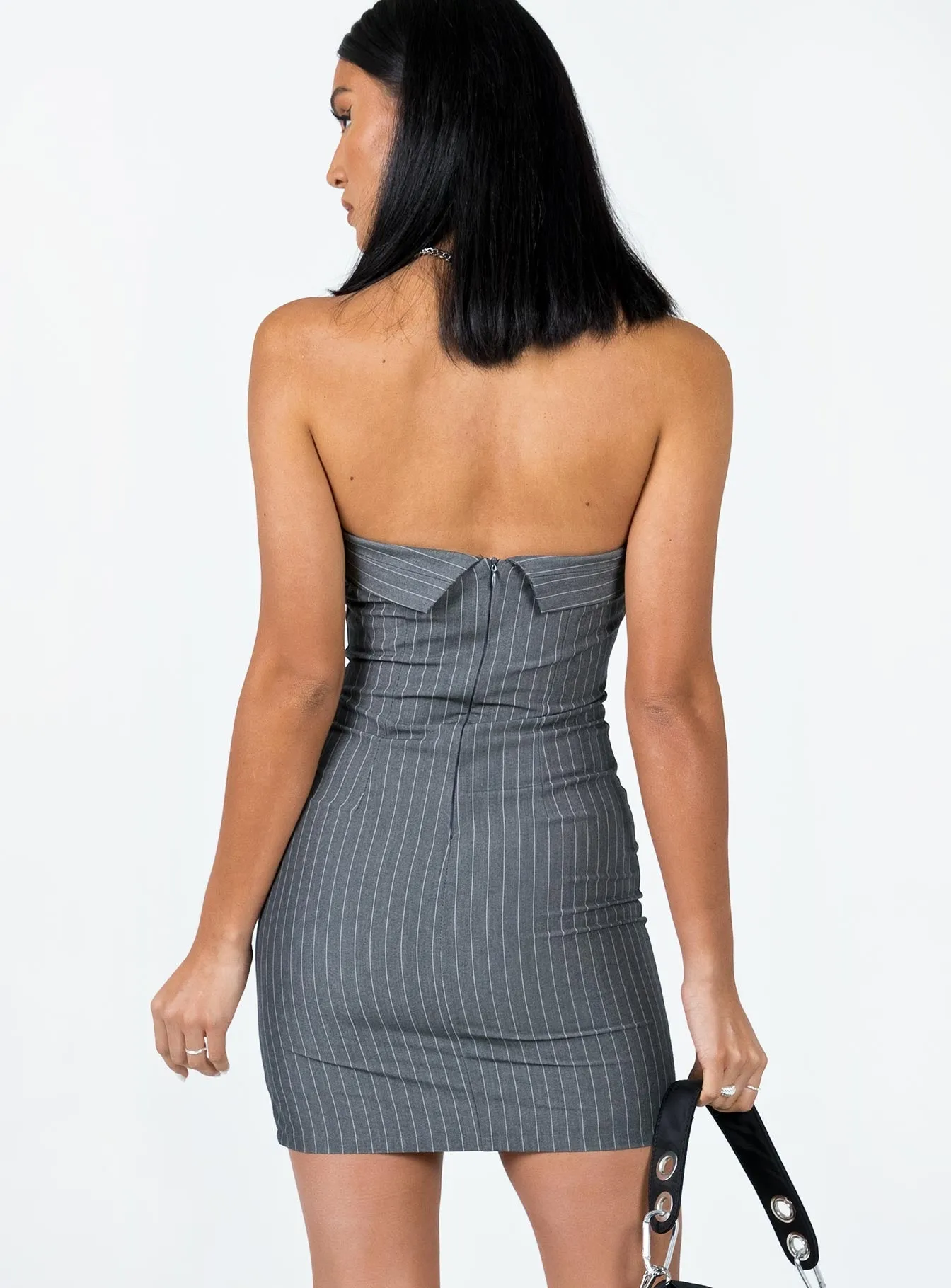 Sebastian Strapless Mini Dress Grey Late Glam Stylish Fit