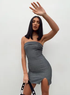 Sebastian Strapless Mini Dress Grey Match Fast Edge Warm