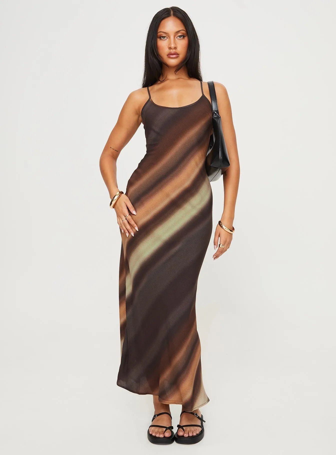 Moon Beam Otillie Maxi Dress Brown Multi