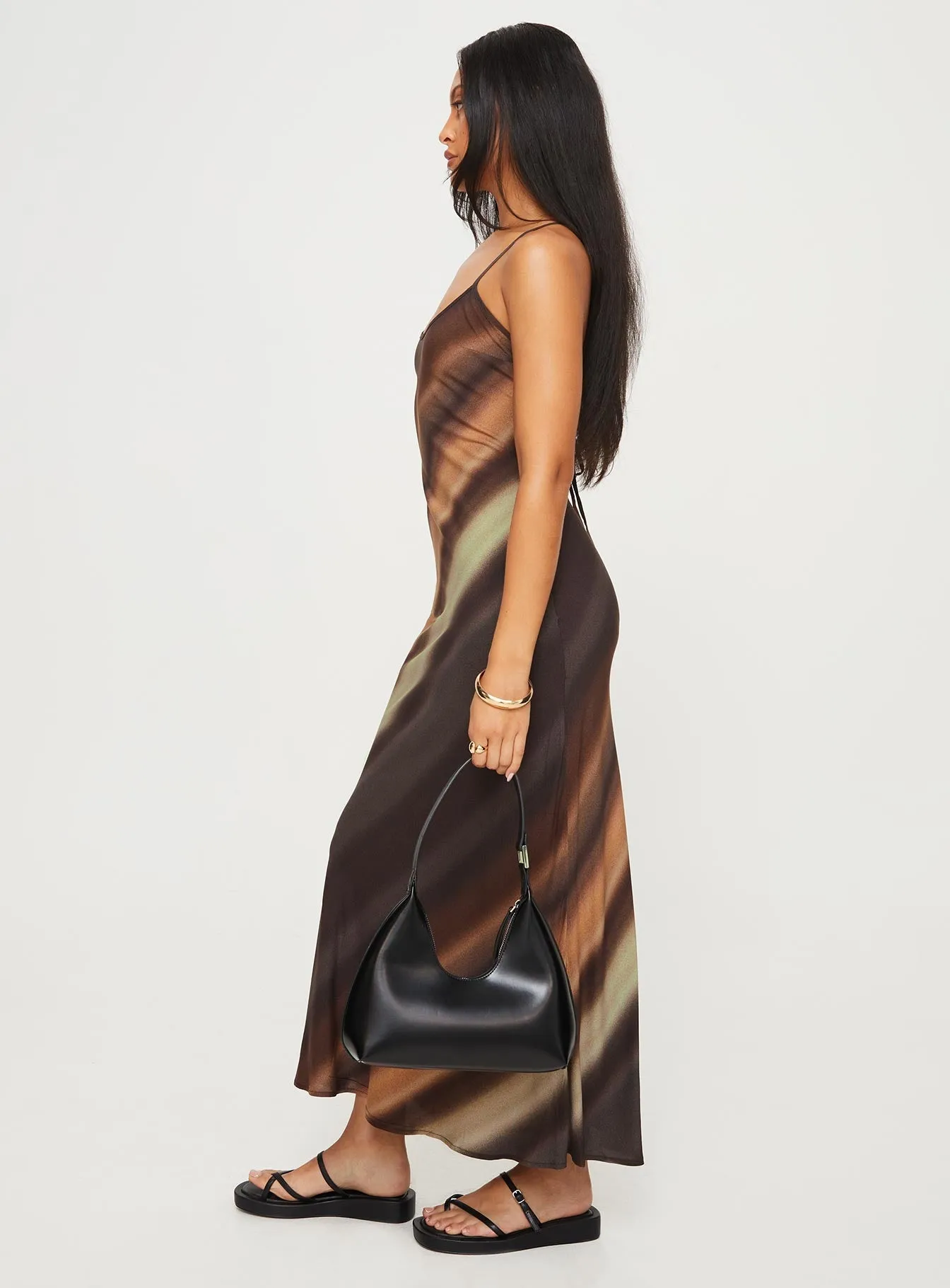 Otillie Maxi Dress Brown Multi natural fiber