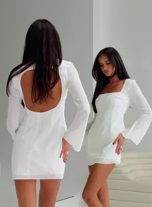 Brunet Long Sleeve Mini Dress White Relaxed Look Smart Casual Wear