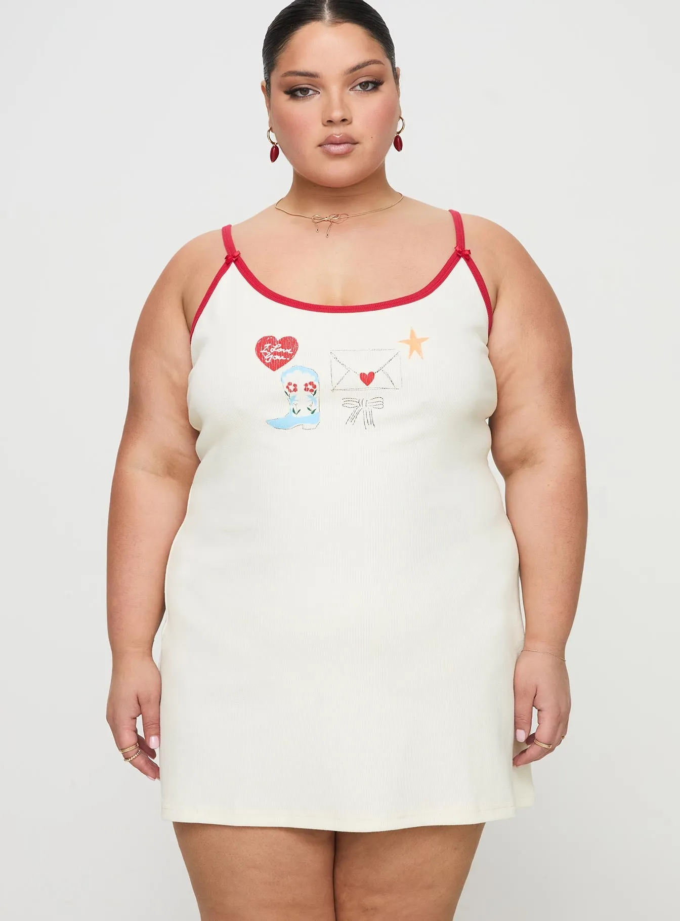 Letters Of Love Rib Sleep Mini Dress Multi Curve Sleek fit-and-flare style Casual yet chic piece