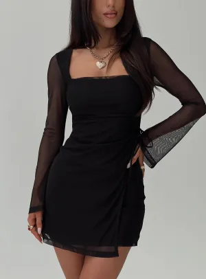 Easy Fit Comfy chic Martinez Long Sleeve Mini Dress Black
