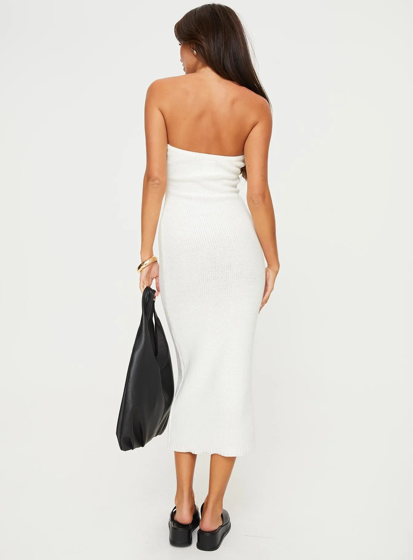 Flow Strapless Maxi Dress White Clay Glow Wood Bridge