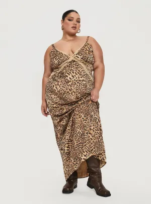 Sanctuary Maxi Dress Leopard Curve Ocean Blue