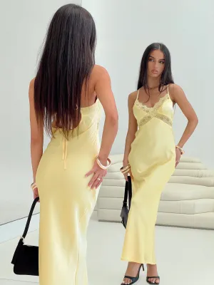 Treasure Bias Cut Maxi Dress Lemon Wall Glow