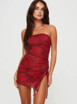 Comfortable work-to-play dress Donelli Mini Dress Burgundy / Red Floral
