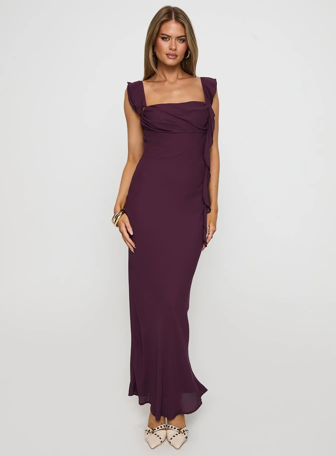 Lanai Maxi Dress Plum Mesh Glow
