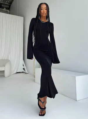 Amersham Long Sleeve Maxi Dress Black Morning Glow Georgette Glow